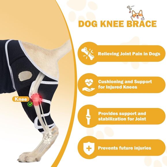 Dog Knee Braces for Back Leg Knee Brace for Torn ACL Hind Leg or Front Sz Large - Picture 2 of 4